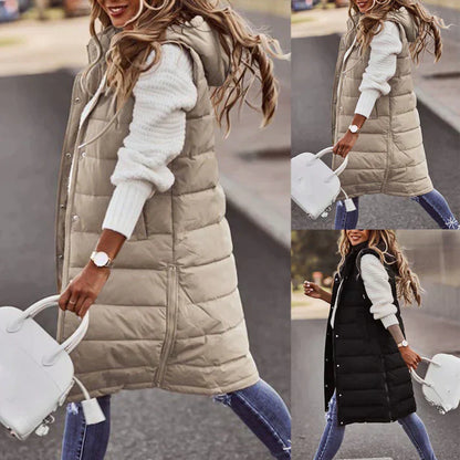 Women's Long Sleeveless Winter Vest with Hood - Buy 1, Get Free Shipping