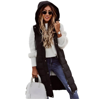 Women's Long Sleeveless Winter Vest with Hood - Buy 1, Get Free Shipping